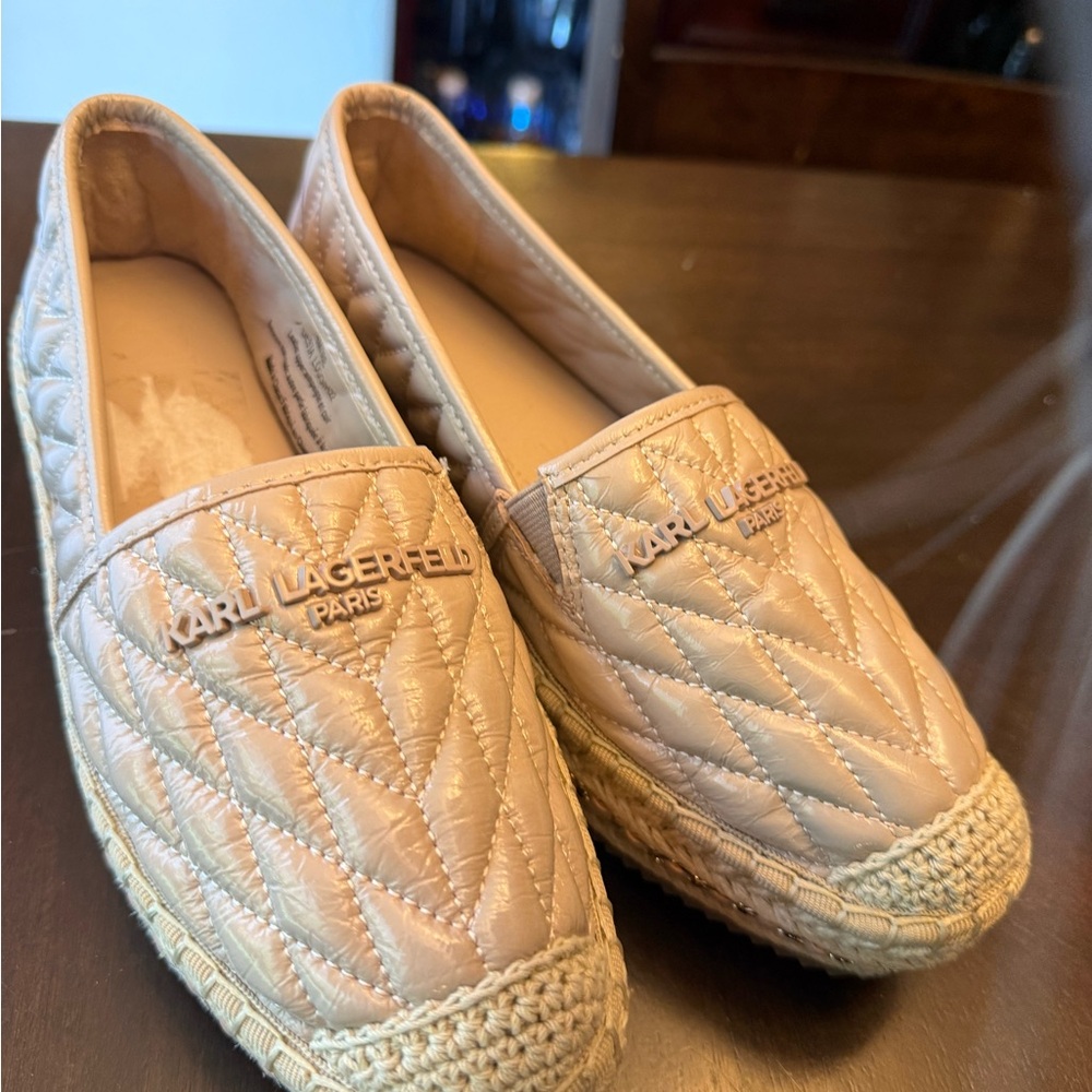 Karl Lagerfeld Women's Cream Quilted Espadrilles
